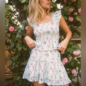 Hill house smocked Paz tank and skirt set in Pond floral size M